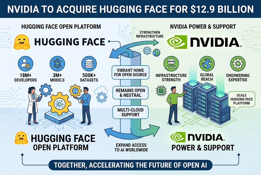 NVIDIA Agrees to Acquire Hugging Face for $12.9 Billion to Expand Open AI Ecosystem