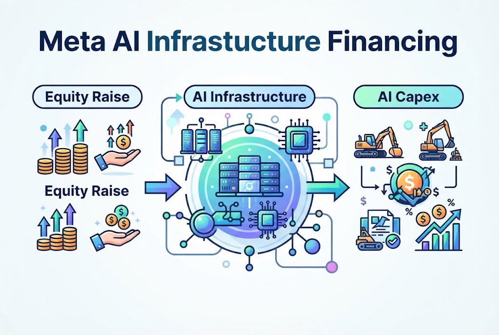 Featured illustration for the story on Meta pricing a $25 billion stock sale and $12.5 billion convertible preferred offering to fund its AI buildout