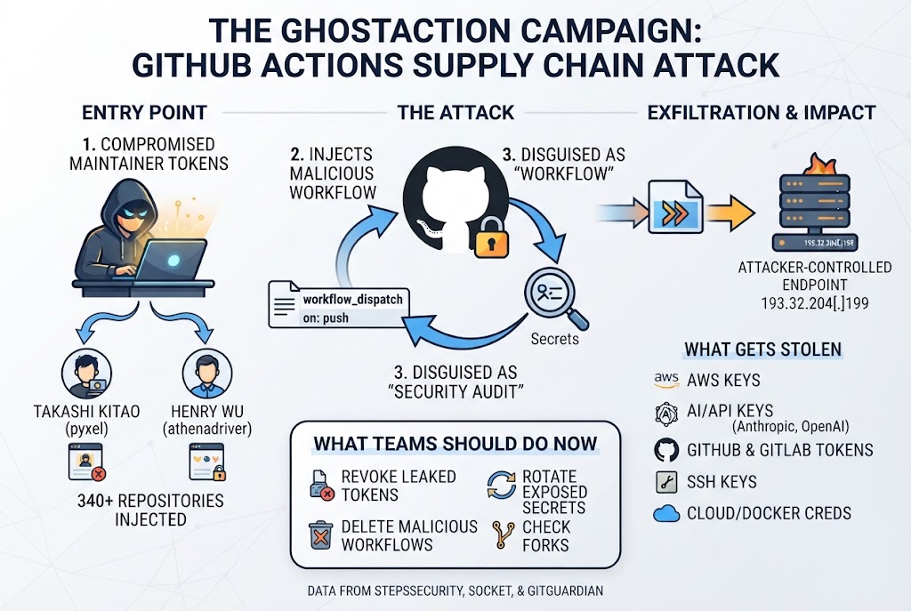 GhostAction Campaign Plants Credential-Stealing Workflows in Tens of Thousands of GitHub Repositories