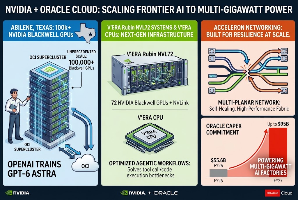 NVIDIA and Oracle Scale Vera Rubin on OCI to Multiple Gigawatts, Launch Vera CPUs