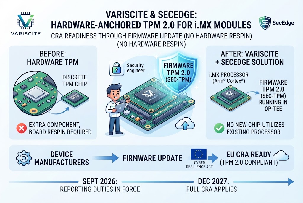 Variscite and SecEdge bring firmware TPM 2.0 security to i.MX modules ahead of EU cyber rules